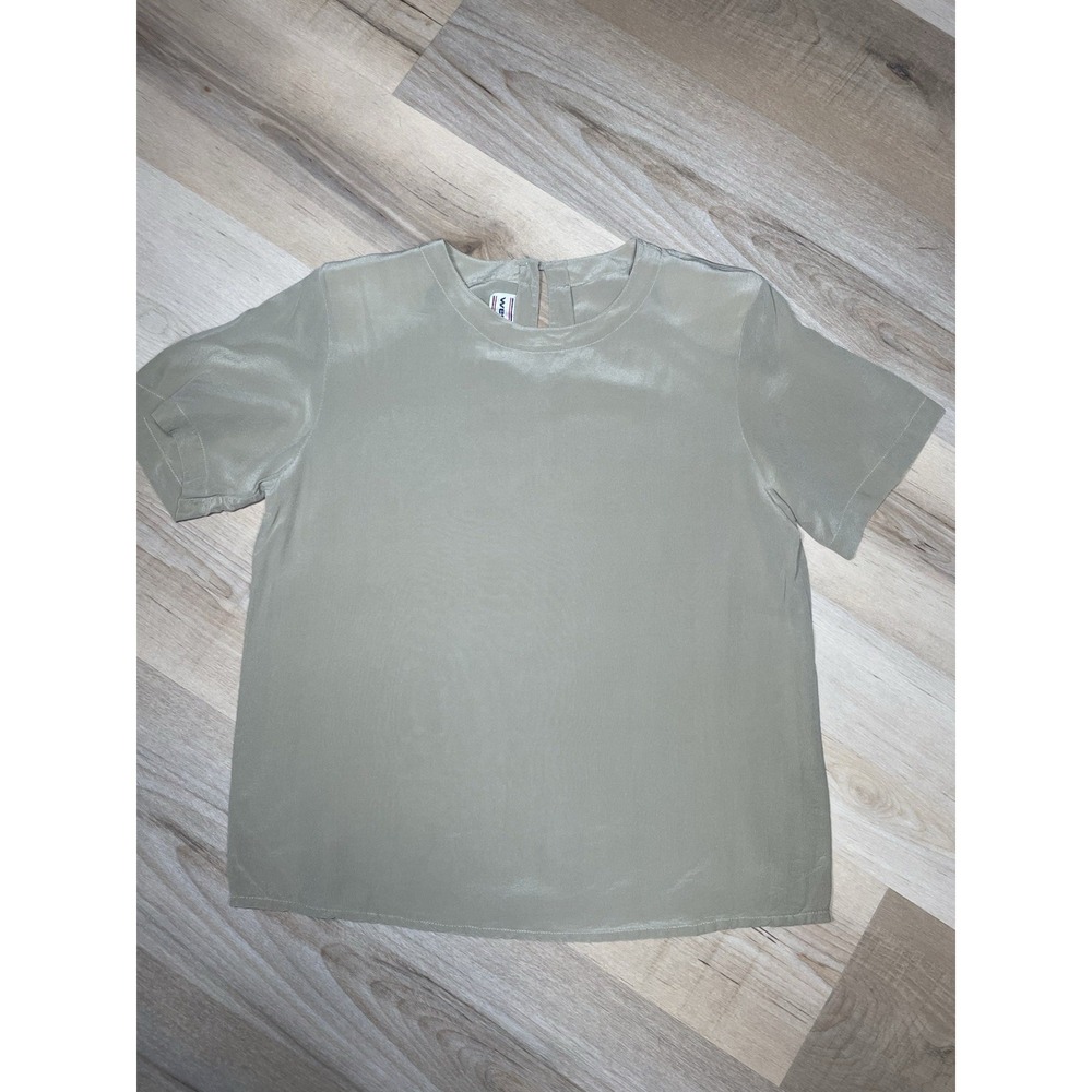 Westbound Silk Blouse Womens S Nude Tan Short Sleeve Lightweight Top - Picture 4 of 7